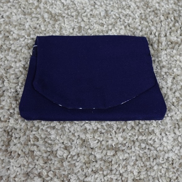 Handmade Handbags - Handmade Navy Blue Canvas Pocket Wallet Galaxy Celestial Print Interior Snap